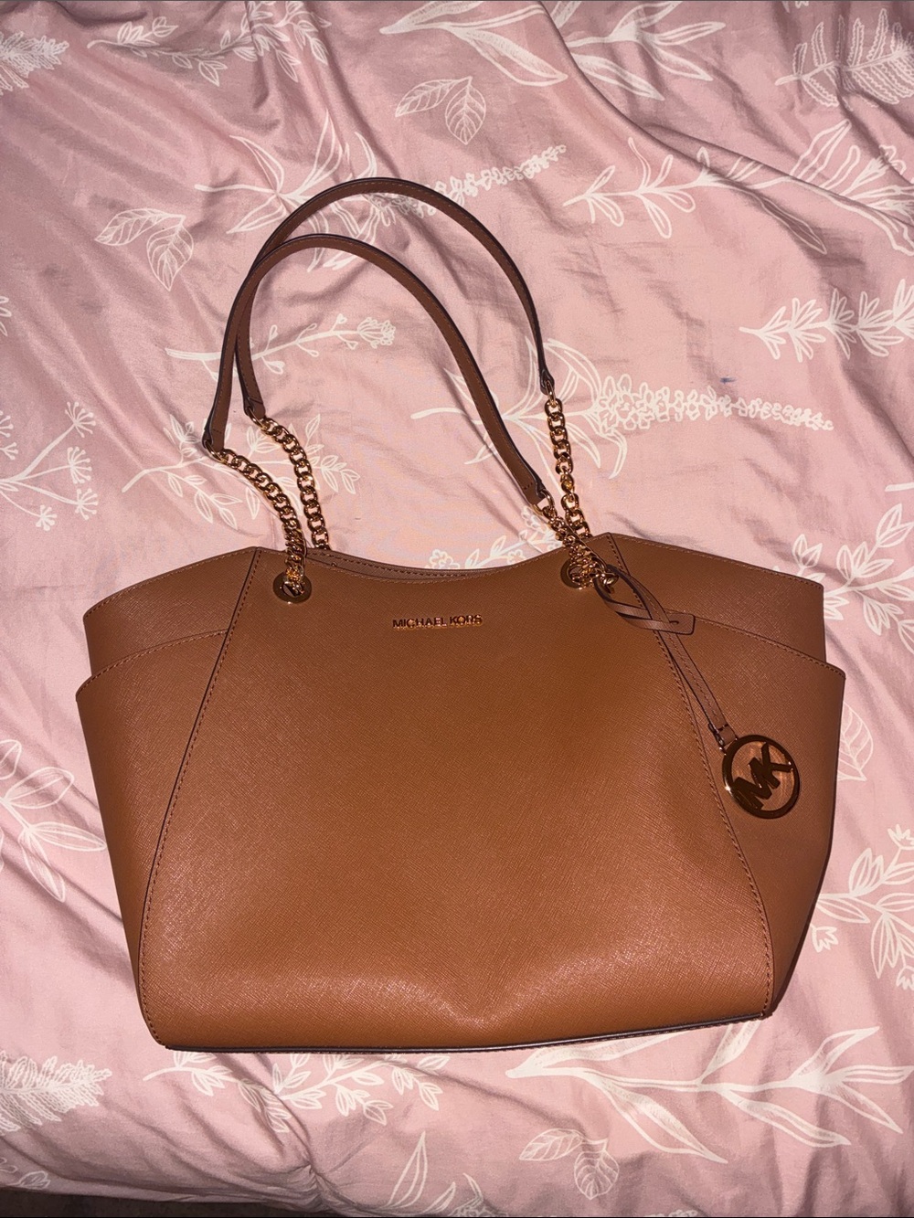 Michael Kors Jet Set Large Saffiano Shoulder Bag with Gold Hardware